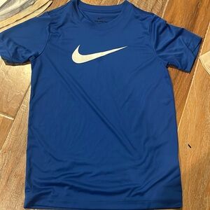 Large Boys Nike Blue Dri-Fit Athletic Shirt with Logo